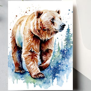 Carte de voeux Spirit Bear (Choisissez la taille de votre paquet et vos images - Personnalisable) | Aquarelle