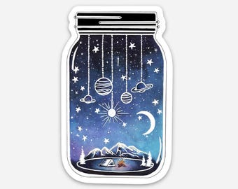 Galaxy in a Jar Watercolour Stickers