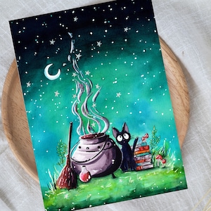 Carte de vœux sorcière | Aquarelle | Pack de cartes de vœux Mix & Match