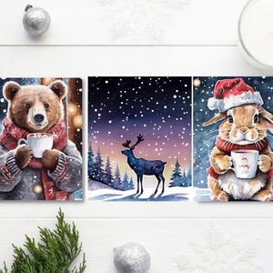Jeu de cartes de Noël assorties, jeu de cartes pour les fêtes (taille au choix et images personnalisables) | Aquarelle