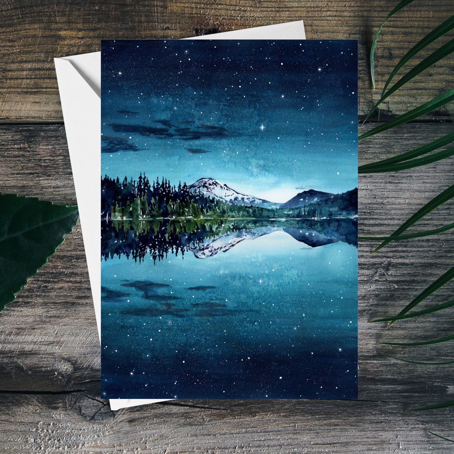 Night Sky Mountain Watercolor Greeting Card | Mix & Match Art Card Pack ...