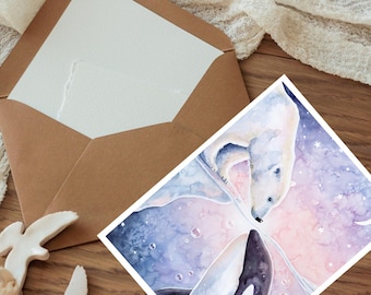 North Post-clubpost februari | Kunstdruk orka en ijsbeer + stickers + letter | Cosy Snail Mail