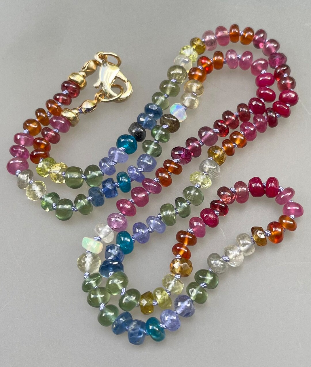 Rainbow Choker Gemstone Necklace 14k Gold Filled Necklace Etsy