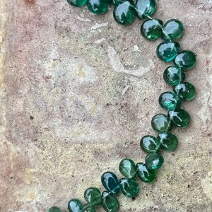 Chrome Diopside Gemstone Briolettes: Smooth Green Jewelry Making - 3.5” Strand