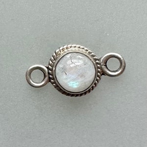 Vintage Sterling Silver Moonstone Charm: Jewelry Making (18mm x 10mm)