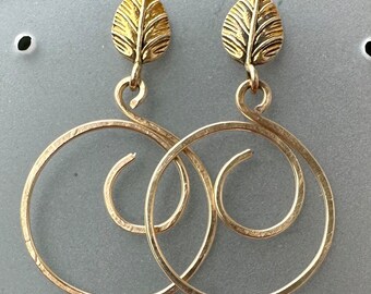 Gold filled hoops, unique hoop earrings, artisan hoops, gift ideas, 1 1/2” long, anniversary gift, bridal