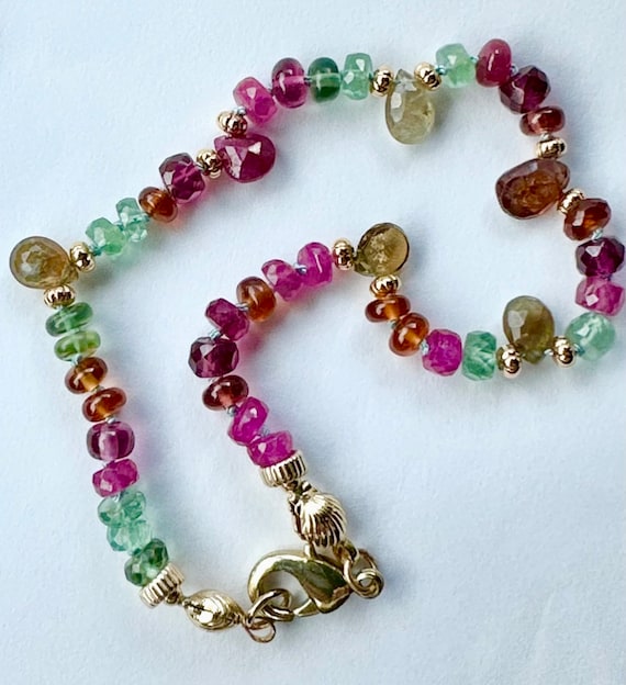 Colorful Gemstone Embellished Bracelet Rainbow 14K Baguette & Round Gemstone Bracelet - Stevie Wren main image 4