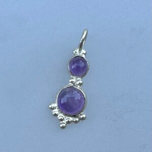 Sterling Silver Amethyst Charm: Necklace Focal, Jewelry Making (21.5mm x 8mm)