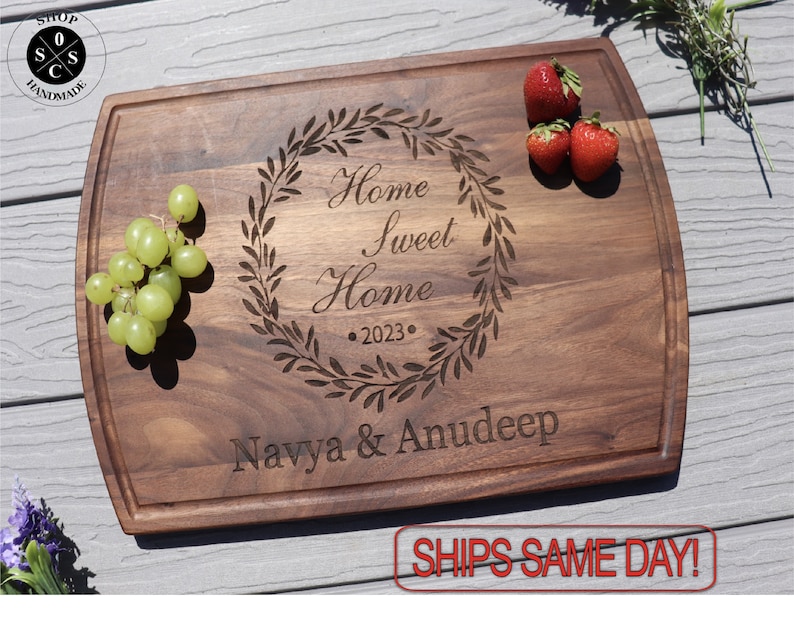 Personalized Cutting Board Engraved Cutting Board, Custom Cutting Board, Wedding Gift, Closing Gift. Housewarming Gift, Anniversary Gift M image 1