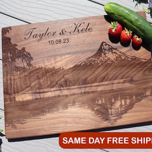 Mountain Personalized Cutting Board - Engraved Cutting Board, Custom Cutting Board, Wedding Gift, Housewarming Gift, Anniversary Gift