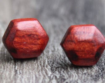 Stud earrings, Post earrings, Red wood post Earrings, Hypoallergenic Earrings, Small wood stud earrings, unisex earrings