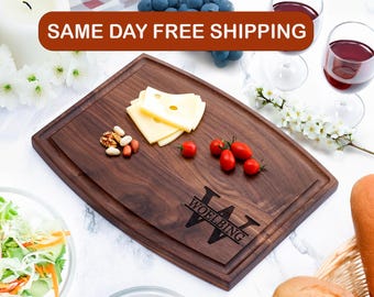 Personalized Wood Cutting Board: Engraved Gift for Wedding, Anniversary