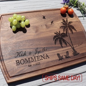 Personalized Cutting Board - Engraved Cutting Board, Custom Cutting Board, Wedding Gift, Housewarming Gift, Beach Hawaii Anniversary Gift