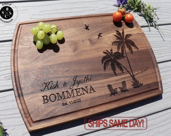 Personalized Cutting Board - Engraved Cutting Board, Custom Cutting Board, Wedding Gift, Housewarming Gift, Beach Hawaii Anniversary Gift