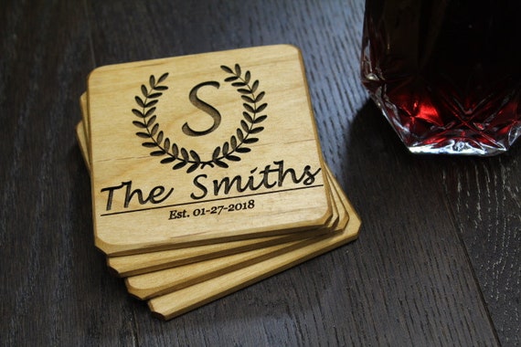 drink coasters with initials
