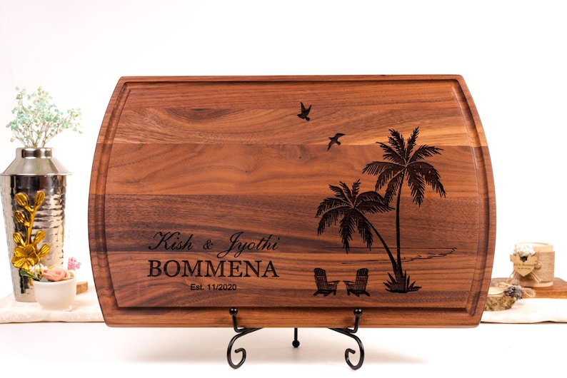 Personalized Cutting Board - Engraved Cutting Board, Custom Cutting Board, Wedding Gift, Housewarming Gift, Beach Hawaii Anniversary Gift