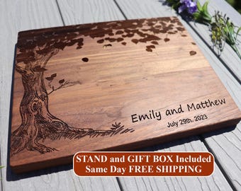 Personalized Tree Engraved Cutting Board: Wedding, Anniversary Gift