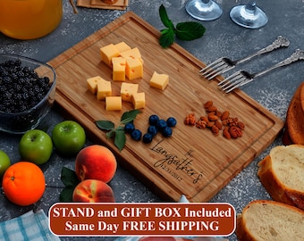 Personalized Bamboo Cutting Board: Engraved Gift for Wedding, Anniversary