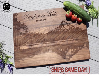 Mountain Personalized Cutting Board - Engraved Cutting Board, Custom Cutting Board, Wedding Gift, Housewarming Gift, Anniversary Gift