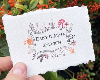 Autumn Wedding Rubber Stamp | Wedding Favour Stamp | Personalised Save The Date Stamp | Autumnal Save The Date | Wedding Rubber Stamp