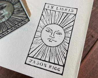 Ex Libris Stamp - Sun | From the Library of stamp | Personalised book stamp | Tarot Rubber Stamp