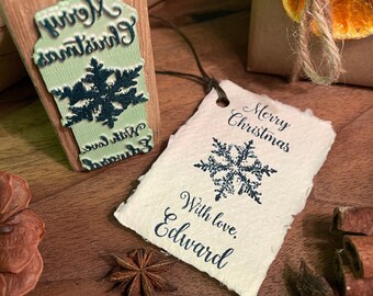 snowflake stamp, personalised christmas stamp, christmas stamp, personalised christmas stamp, christmas tag stamp, christmas label stamp