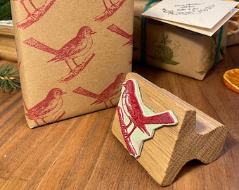 Vintage Robin Stamp, Christmas Robin Stamp, Bird Stamp, Bird Rubber Stamp, Winter bird Stamp, Winter Rubber Stamp, Small Bird Stamp