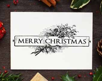 Merry Christmas Stamp, Happy Christmas Stamp, Seasons Greetings Stamp, Christmas Rubber Stamp, Christmas Stamp, Christmas Card Stamp