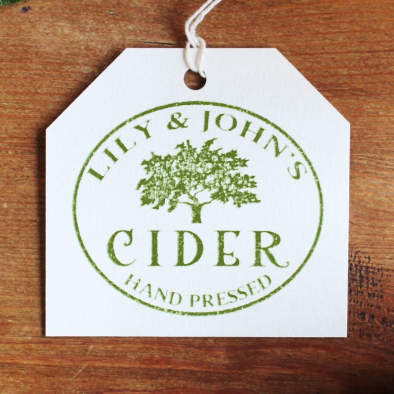 Cider Label Stamp, Cider Tag Stamp, Home Made Cider Label, Personalised ...