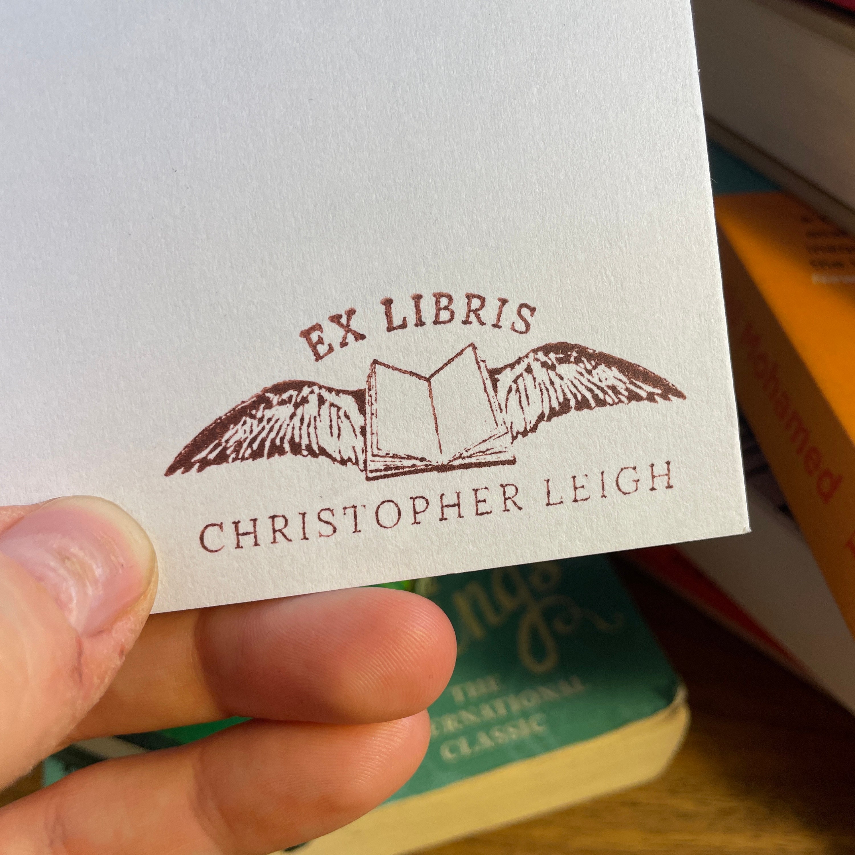 Ex Library Ex Libris Stamp - Flying Book | From the Library of Stamp ...