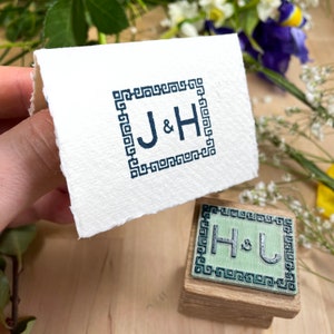 Personalised Wedding Initials Stamp Vintage Wedding Rubber Stamp Art Deco Wedding Seal Wedding Monogram Stamper image 1