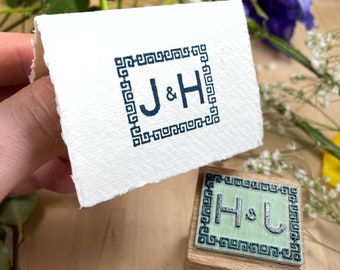 Personalised Wedding Initials Stamp | Vintage Wedding Rubber Stamp | Art Deco Wedding Seal | Wedding Monogram Stamper