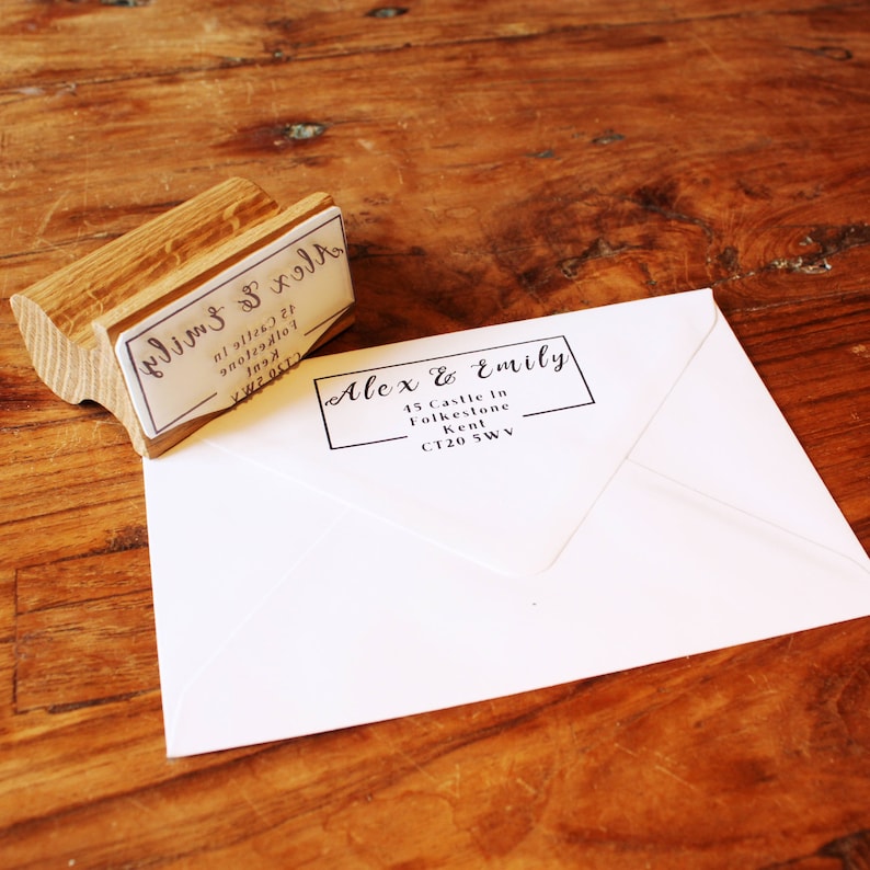 Holiday Cards Personalised Elegant Script Address Stamp for DIY Wedding Invitation Custom Handmade Typography art Stamp for Letter Writing