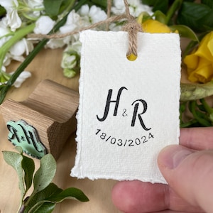 Modern Initials Stamp | Monogram Stamp | Elegant Wedding Stamp | Initials Rubber Stamp | Personalised Wedding Envelope | Wedding Tag Stamp