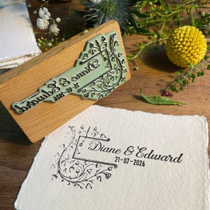 Klimop bruiloft rubberen stempel | Bewaar de datum rubberen stempel | Bruiloft gunst rubberen stempel | Bloemenhuwelijksuitnodiging | Klimop bewaar de datum
