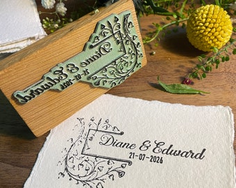 Ivy Wedding Rubber Stamp | Save The Date Rubber Stamp | Wedding Favour Rubber Stamp | Floral Wedding Invite | Ivy Save The Date