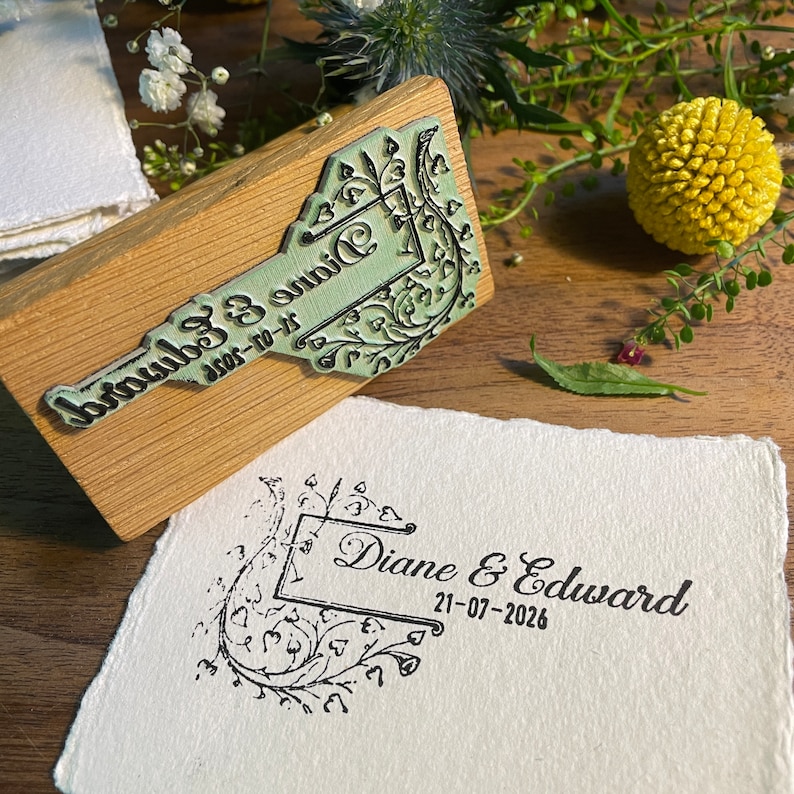 Ivy Wedding Rubber Stamp Save The Date Rubber Stamp Wedding Favour Rubber Stamp Floral Wedding Invite Ivy Save The Date image 1