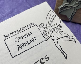 Ex Libris Stempel - Faerie | Aus der Bibliothek von Briefmarken | Personalisierter Buchstempel