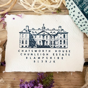 Sello de casa / Sello de lugar de celebración de bodas / Sello de goma con dirección de domicilio / Sello de edificio / Sello de goma personalizado
