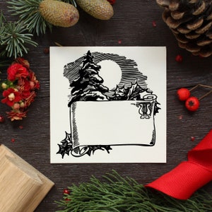 Kerstkaartstempel, kerstrubberstempel, gepersonaliseerde kerstkaarten, kerstkaartambachten, doe-het-zelf kerstkaart, kerstkaartpret