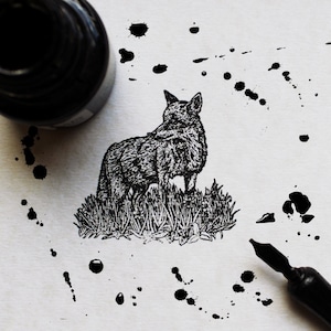 Tampon en caoutchouc Fox, tampon de l'artiste Jon Halls