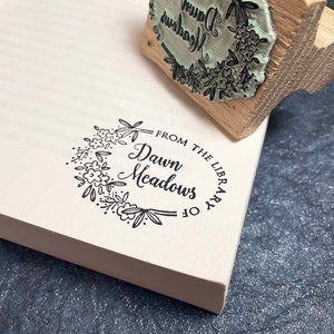 Floral Ex Libris Stamp  | From the Library of stamp | Personalised book stamp