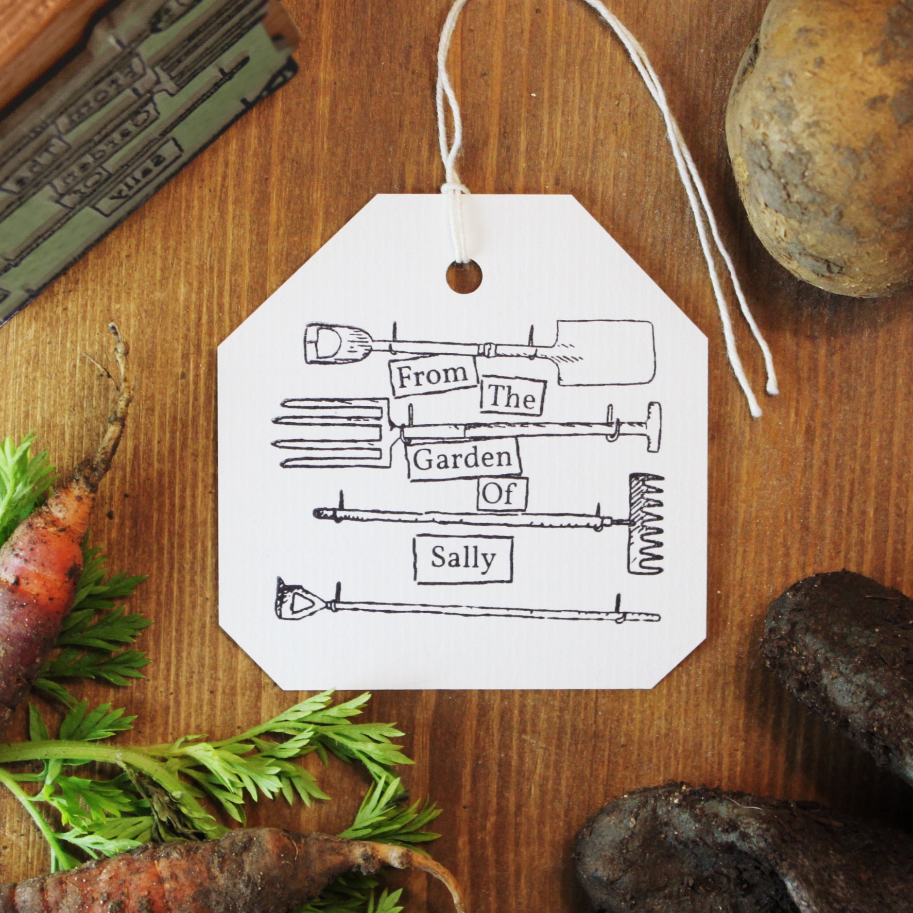 Home produce stamp, Gardener stamp, farmers market stamp, green grocers stamp, home grown veg stamp, vegetable grower gift, veg patch stamp