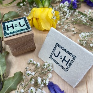 Personalised Wedding Initials Stamp Vintage Wedding Rubber Stamp Art Deco Wedding Seal Wedding Monogram Stamper image 6