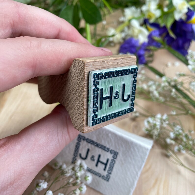 Personalised Wedding Initials Stamp Vintage Wedding Rubber Stamp Art Deco Wedding Seal Wedding Monogram Stamper image 4