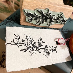 Holly stamp, Holly Rubber Stamp, Christmas Rubber Stamp, Fun Christmas Crafts, Festive crafts, Christmas card stamp