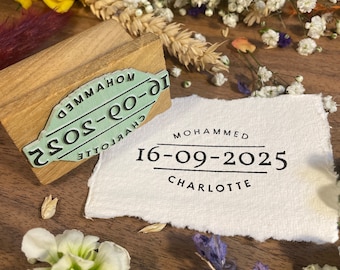 Personalised Wedding Date Stamp | Wedding Favour Rubber Stamp | Personalised Wedding Stationery | Save The Date Rubber Stamp