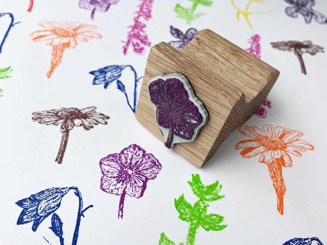 Flower Rubber Stamps Flower Stamp Set Wildflower Rubber Etsy