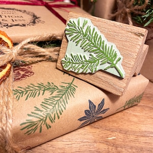 Timbre de brindille de sapin, timbre de sapin de Noël, timbre de feuillage de Noël