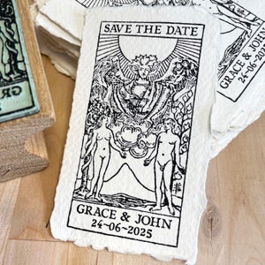 Save The Date Rubber Stamp Lovers Tarot Tarot Wedding Invitation Wedding Rubber Stamp image 6